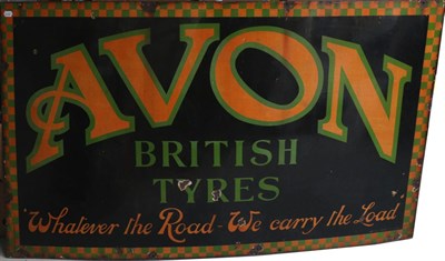 Lot 1120 - A 1930s Avon Single-Sided Enamel Advertising Sign: British Tyres Whatever the Road - We Carry...