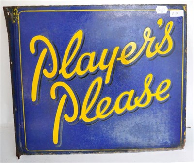 Lot 1124 - A Double-Sided Enamel Advertising Sign, with blue ground with yellow letters PLAYERS PLEASE,...