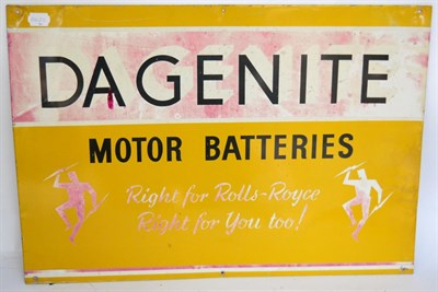 Lot 1125 - A Metal Single-Sided Advertising Sign: Dagenite Motor Batteries Right for Rolls-Royce Right for You