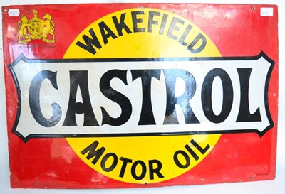 Lot 1134 - A Red Painted Enamel Single-Sided Advertising Sign: Wakefield Castrol Motor Oil, By Appointment...