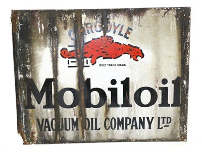 Lot 1137 - A Vintage Mobil Oil Double-Sided Enamel Advertising Sign, gargoyle registered trademark, Vacuum Oil