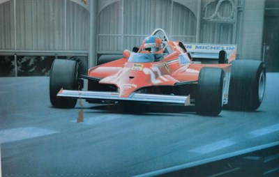 Lot 1143 - After Gavin MacLeod (20th century contemporary) ";Gilles Villeneuve 27 remembered 10 year...