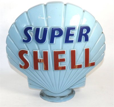 Lot 1038A - A Vintage Super Shell Blue Glass Petrol Pump Globe, the interior of the neck stamped Property...