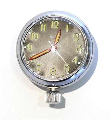 Lot 5 - A Smiths Chrome Plated Rally Clock, with key wind mechanism, a magnetic mounting disc to verso,...