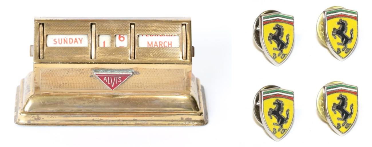 Lot 24 - An Aluis Perpetual Metal Desk Calendar, to promote Aluis saloon and sports cars; and Four...