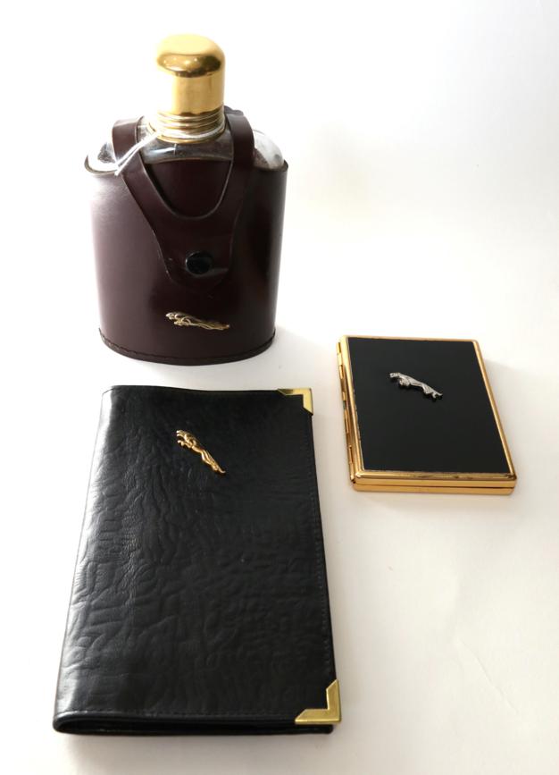 Lot 61 - Three Classic Jaguar Collectables, to include a travelling drinks flask with brown leather covering