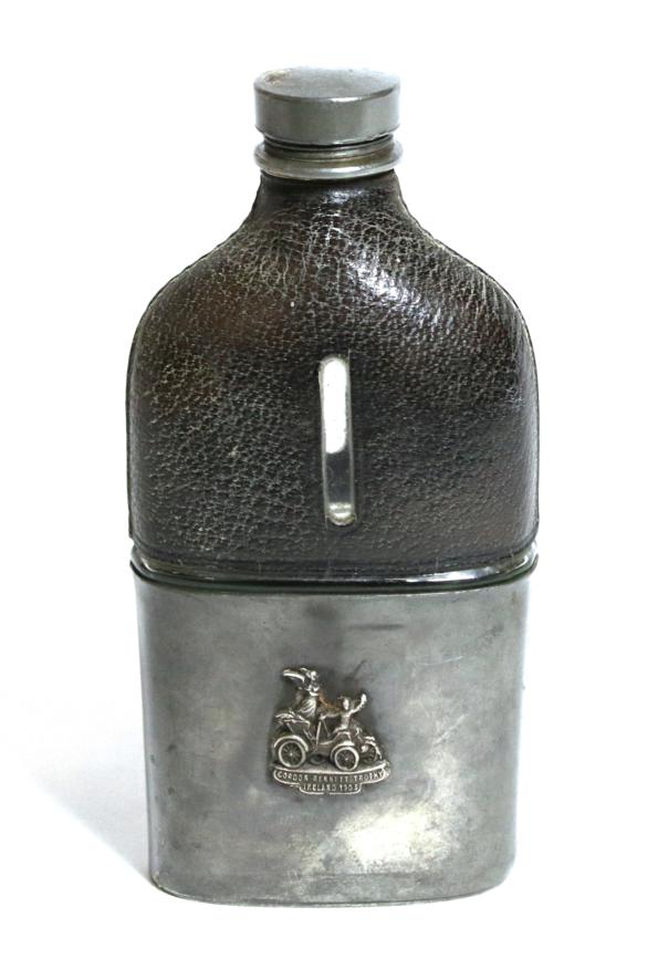 Lot 91 - James Dixon & Sons, Sheffield: A Plated and Leather Commemorative Award Flask, Gordon Bennett...