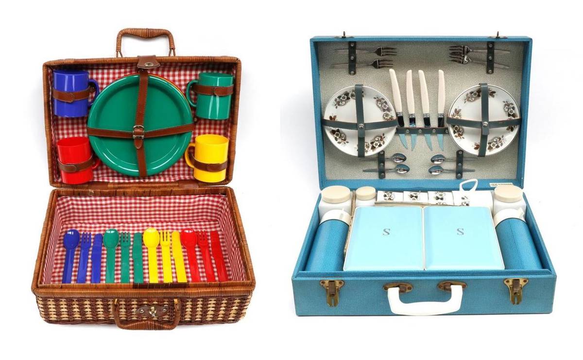 Lot 96 - A 1960s Sirram Four Place Picnic Set, comprising four H Aynsley & Co Ltd plates with matching...