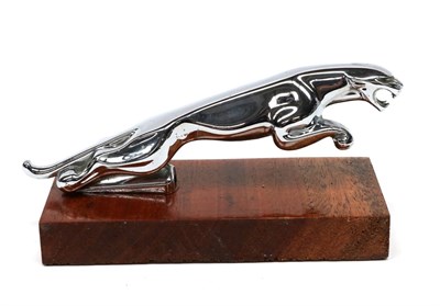 Lot 149 - A 1950s Chrome Car Mascot from a Jaguar MkII, modelled as an outstretched jaguar, mounted on a...