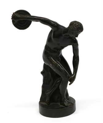 Lot 150 - A Rare Early 20th Century Bronze Car Mascot modelled as a Discus Thrower, seated on a rocky...