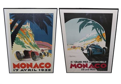 Lot 163 - Monaco 17th April 1932, a reproduction framed advertising poster, the bottom corner stamped Imp...