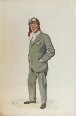Lot 167 - Ape Junior (English School, 20th century) Portrait of Sir Malcolm Campbell, wearing a green...