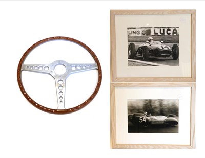 Lot 169 - Two 1960's Framed Black and White Photographs, depicting a Lotus and Jack Brabham in a Cooper, 16cm