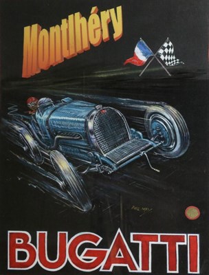 Lot 170 - After Phil May (20th Century Contemporary) ";A Bugatti T45 Montlhery"; Giclée poster print on...