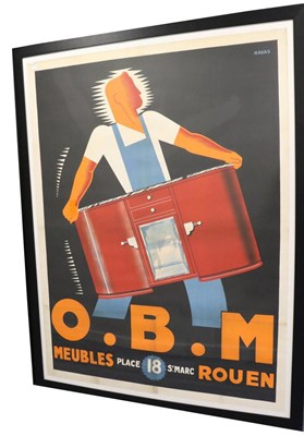 Lot 172 - A 1930s Colour Advertising Poster, for the O.B.M furniture store in Rouen designed by the Havas...