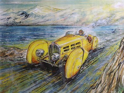 Lot 174 - After Phil May (20th Century Contemporary) ";Viva La Bugatti - The Jean Bugatti Special T57";...