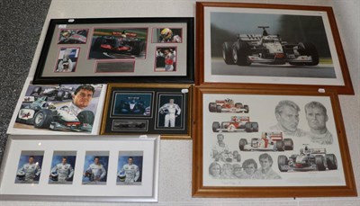 Lot 175 - Formula 1 Interest: Six Pictures, to include: A framed montage of five colour photographs of...