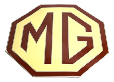 Lot 181 - An MG Double-Sided Metal Advertising Sign, of octagonal shaped form with brown lettering on a...
