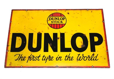 Lot 183 - A Dunlop Single-Sided Enamel Metal Advertising Sign, of rectangular form, with black lettering...