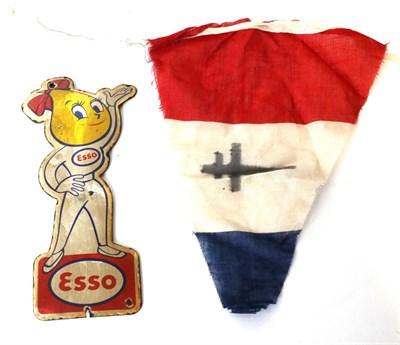 Lot 185 - A Vintage Enamel Advertising Sign, the Esso girl waving, 19.5cm high; and A World War Two...