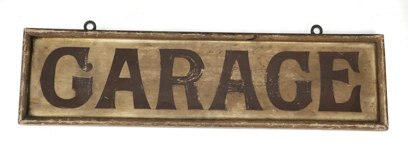 Lot 187 - An Early 20th Century Painted Wooden Double-Sided and Suspended Garage Advertising Sign, 21.5cm...