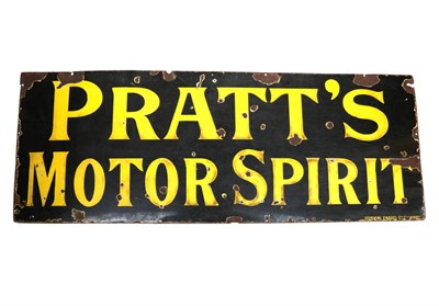 Lot 189 - A Single-Sided Enamel Advertising Sign, Pratts Motor Spirit in yellow lettering on a black...