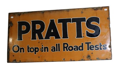 Lot 193 - A Pratts Enamel Advertising Sign, of rectangular form with black lettering on an orange ground...