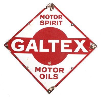 Lot 194 - A Galtex Double-Sided Enamel Advertising Sign, of lozenge shaped form, Galtex Motor Spirit and...