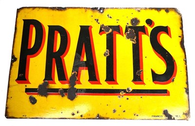 Lot 195 - A Pratts Single-Sided Enamel Advertising Sign, with black and red lettering on a yellow ground, the