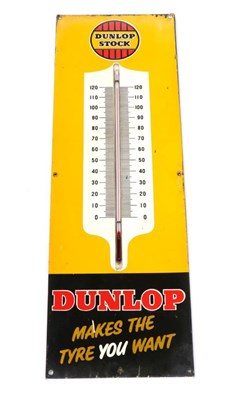 Lot 196 - A Dunlop Aluminium Single-Sided Advertising Sign, with mercury thermometer, Dunlop Stock Dunlop...