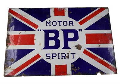 Lot 204 - A Large Single-Sided Enamel Advertising Sign, Motor BP Spirit in blue lettering on a white...