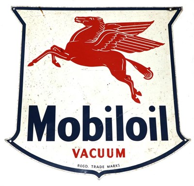 Lot 205 - A Mobil Oil Single-Sided Aluminium Advertising Sign, of cartouche shaped form painted with a...