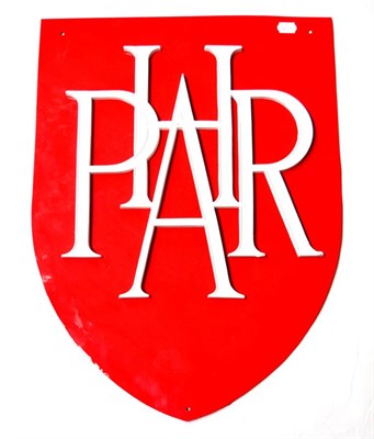 Lot 212 - A Single-Sided Red Enamel Advertising Sign, of shield shaped form with white lettering Phar...