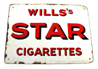 Lot 215 - A Wills Double-Sided Enamel Advertising Sign, with red lettering Wills Star Cigarettes on a...