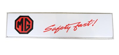 Lot 219 - A 1970s MG Illuminated Sign, with grey painted aluminium case and perspex cover MG Safety...