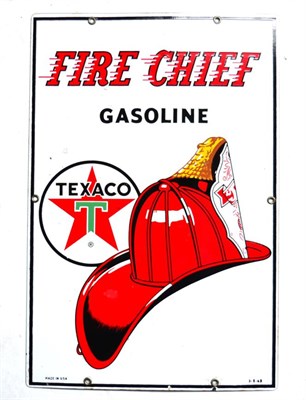 Lot 222 - A Texaco Single-Sided White Enamel Advertising Sign, dated 3.8.1963, Fire Chief Gasoline,...