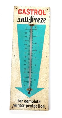Lot 223 - A Castrol Single-Sided Enamel Advertising Sign, with a mercury thermometer for Fahrenheit and...