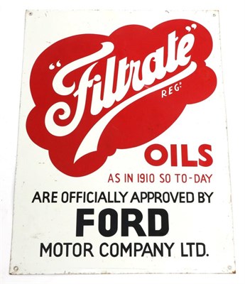 Lot 224 - A Filtrate Single-Sided Aluminium Advertising Sign, Filtrade Registered Oils as in 1910 so...
