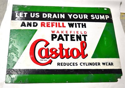 Lot 235 - A Castrol Single-Sided Enamel Advertising Sign, Let Us Drain Your Sump and Refill with...