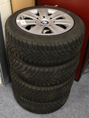 Lot 254 - A Set of Four Dunlop SP Winter Sport M3 Run Flat Tyres, 205/55/R16, currently on BMW steel...