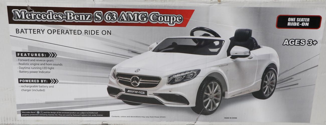 Lot 255 - A Battery Operated Ride-On Model of a Mercedes-Benz S63 AMG Coupe, pink, boxed and as in new...