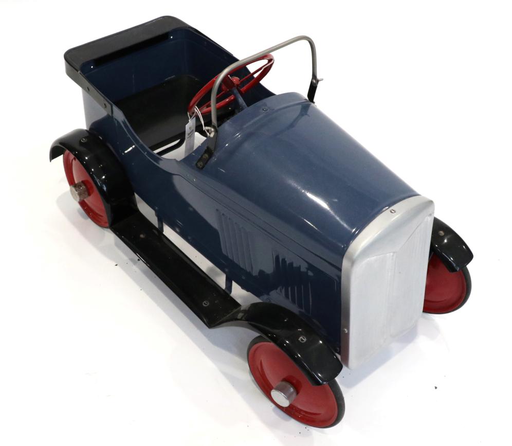 Lot 266 - A Vintage 1930/40's Open Tourer Style Pedal Car, restored to a very high standard, painted blue...