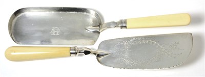Lot 9 - Two Silver Crumb Scoops, Martin Hall & Co, Sheffield 1877 and William Hutton & Sons, Sheffield...