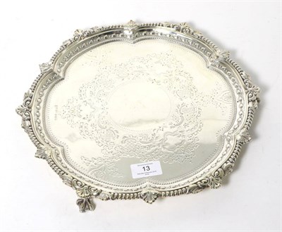 Lot 13 - A Late Victorian Silver Salver, Jenkins & Timm, Sheffield 1899, the shaped rim with foliate and...
