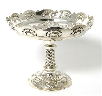 Lot 17 - A Victorian Silver Tazza, Richard Martin & Ebenezer Hall, London 1881, the bowl with shaped rim and