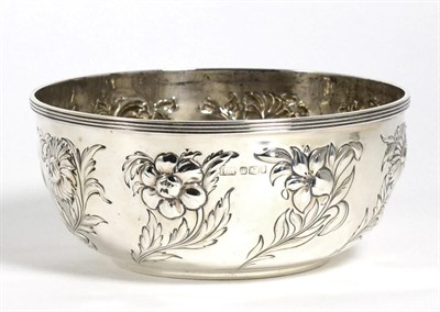 Lot 18 - A George V Silver Bowl, Atkin Bros., Sheffield 1911, with foliate repousse decoration, 17cm...