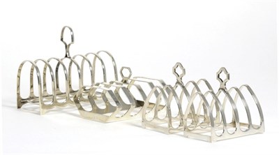 Lot 22 - A Pair of Silver Toast Racks, Adie Bros, Birmingham 1935, together with Two Further Silver...