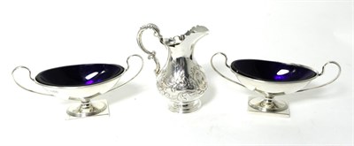 Lot 35 - A Pair of Twin Handled Silver Pedestal Salts, Hawksworth Eyre & Co, London 1912, oval on...