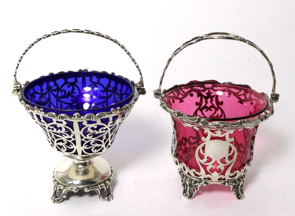 Lot 39 - Two Victorian Silver Swing Handled Sugar Baskets, Reilly & Storer, London 1849 and George Richards