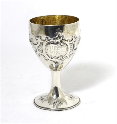 Lot 42 - A George III Silver Goblet, Charles Wright, London 1781, the bowl chased with flower and C scrolls